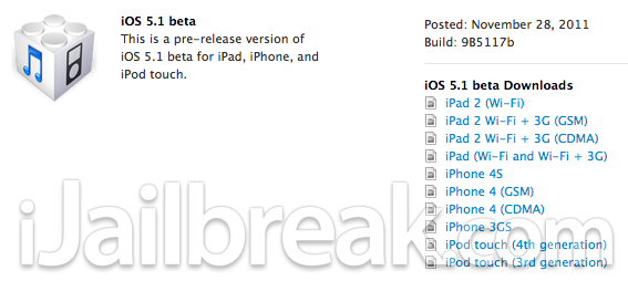 iOS SDK release notes for iOS 5.1 beta 1: