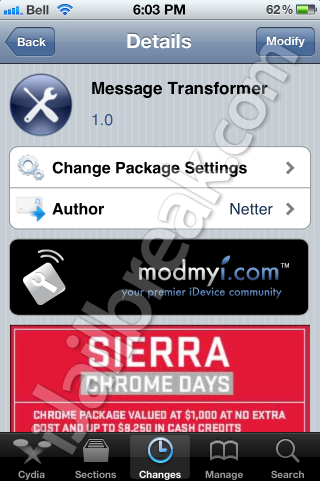Message Transformer Cydia App
